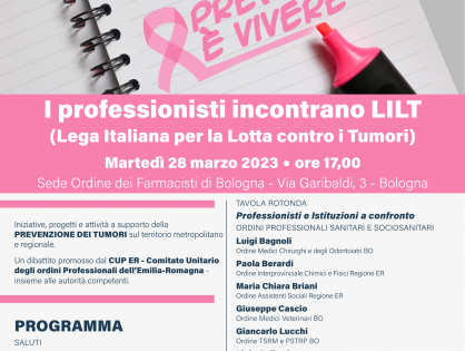 I professionisti incontrano LILT - Prevenire è vivere - 28 marzo 2023